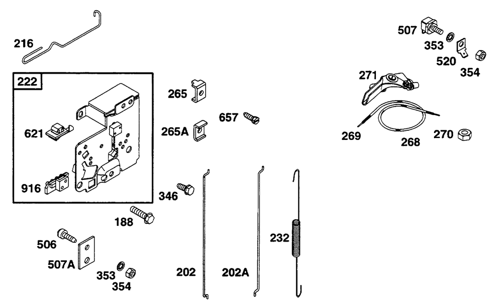 Controls Diagram and Parts List for 252707-0135-XX  Briggs and Stratton Engine
